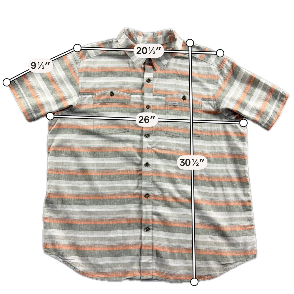 Columbia Sportswear Men's XL Gray Orange Hemp Blend Striped shirt - Picture 2 of 11